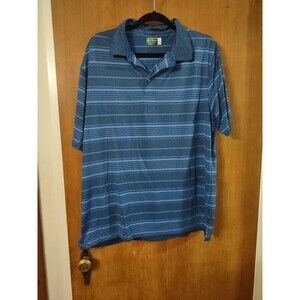 Ben Hogan Performance Mens Size XL Short Sleeve Golf Polo Blue Stripe Shirt